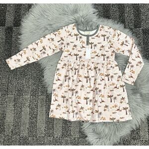 Miki Miette Liv Long‎ Sleeve Dress Sauropod Dinosaur Size 7Y New